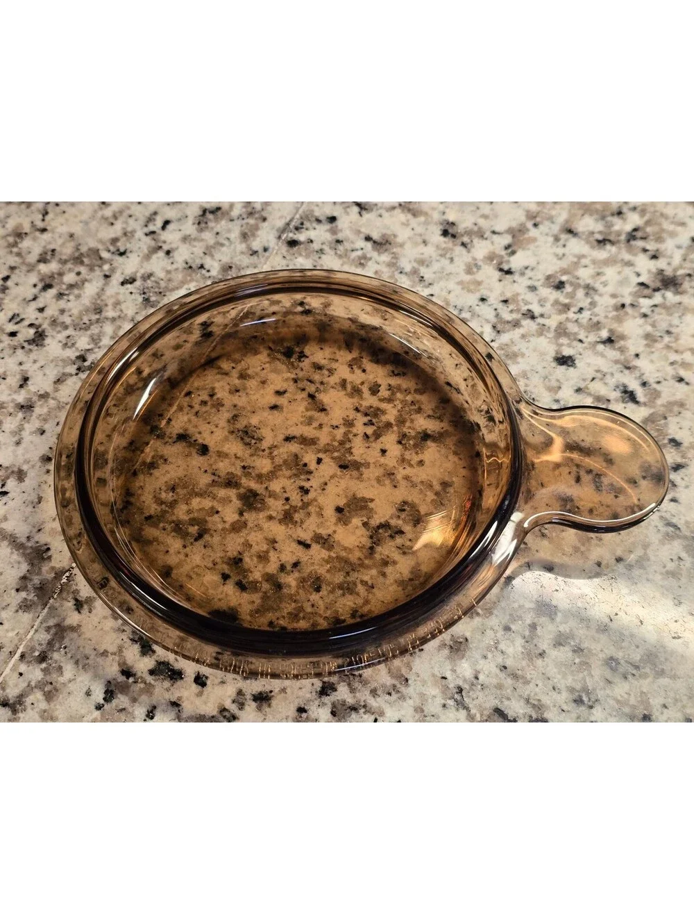 Vision Ware Amber V-240-B Grab it Bowl with lid. Vintage Glass Cookware
